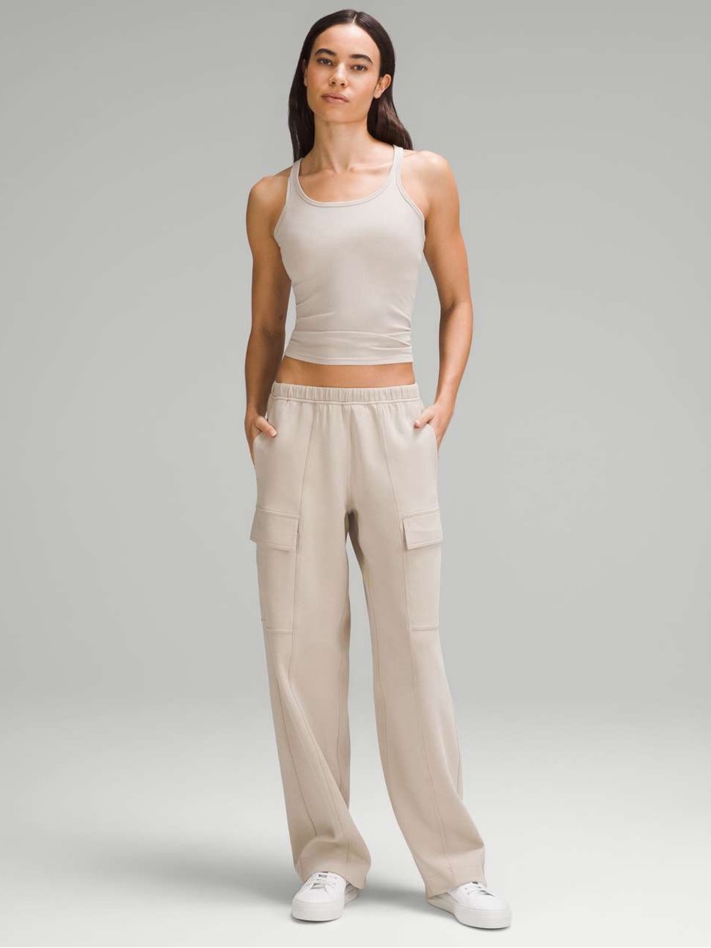 Lululemon Cotton-Blend Double-Knit Mid-Rise Cargo Pant in Mojave Tan